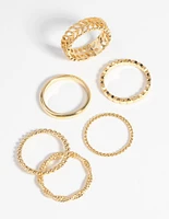 Gold Plated Textured Ring 6-Pack