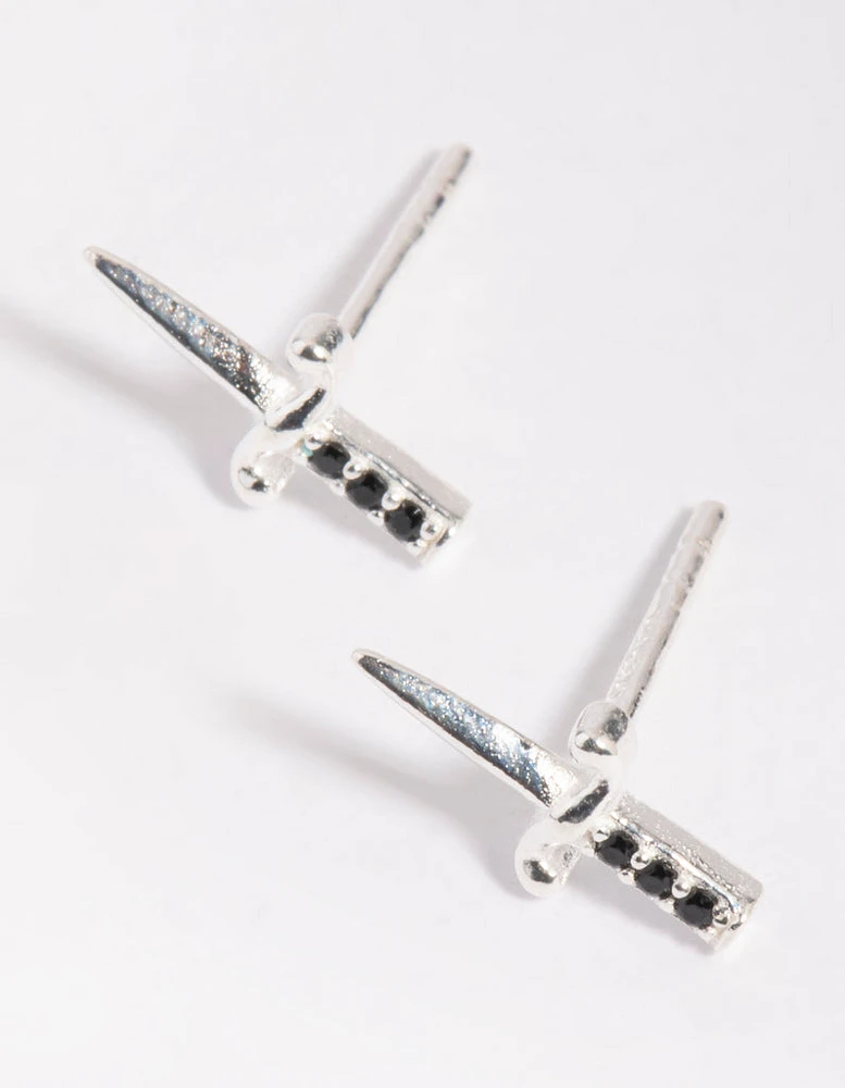 Sterling SIlver Dagger Stud Earrings