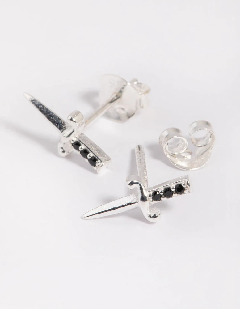 Sterling SIlver Dagger Stud Earrings