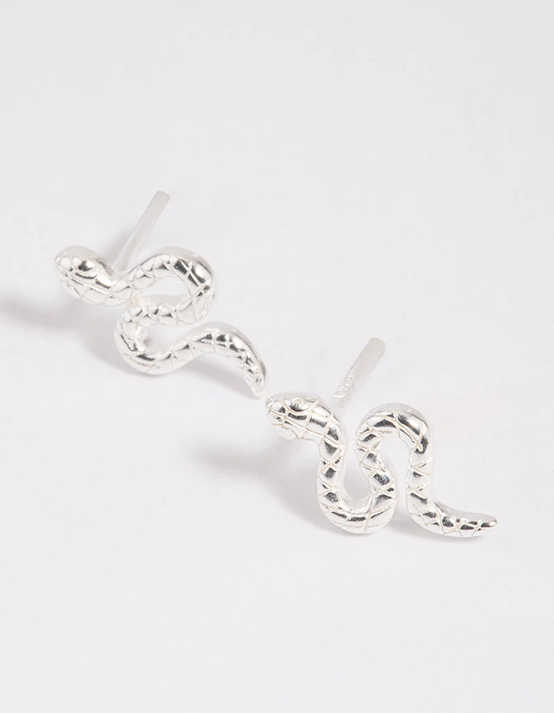 Sterling Silver Snake Stud Earrings