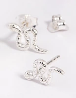 Sterling Silver Snake Stud Earrings
