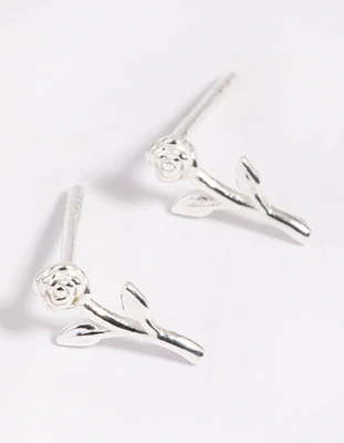 Sterling Silver Rose Stud Earrings