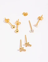 Gold Plated Sterling Silver Cross & Diamante Stud Earring Pack