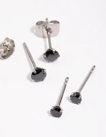 Surgical Steel Cubic Zirconia Stud Earring Pack