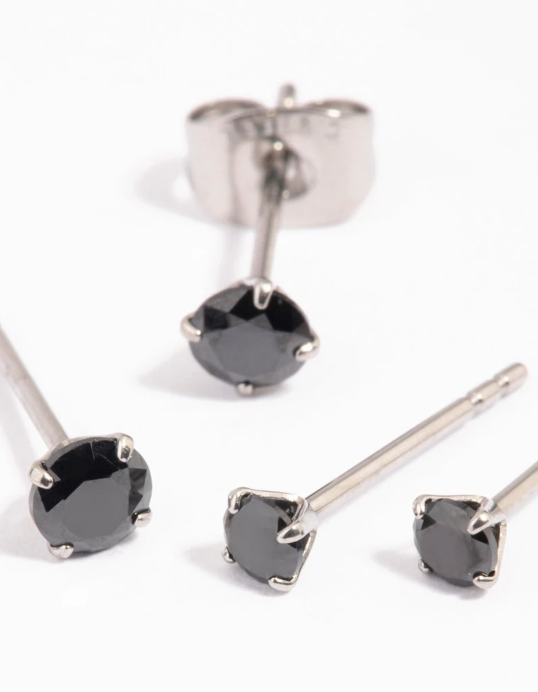 Surgical Steel Cubic Zirconia Stud Earring Pack