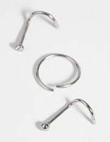 Surgical Steel Nose Stud & Ring Pack with Diamantes