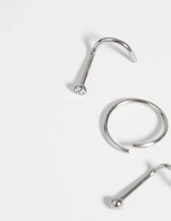 Surgical Steel Nose Stud & Ring Pack with Diamantes