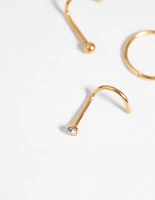 Gold-Plated Surgical Steel Nose Stud & Ring Pack