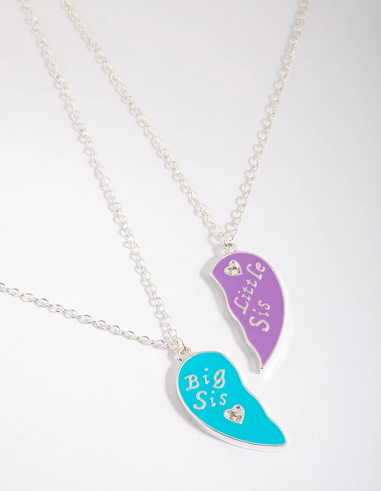 Kids Sister Heart Necklace Set