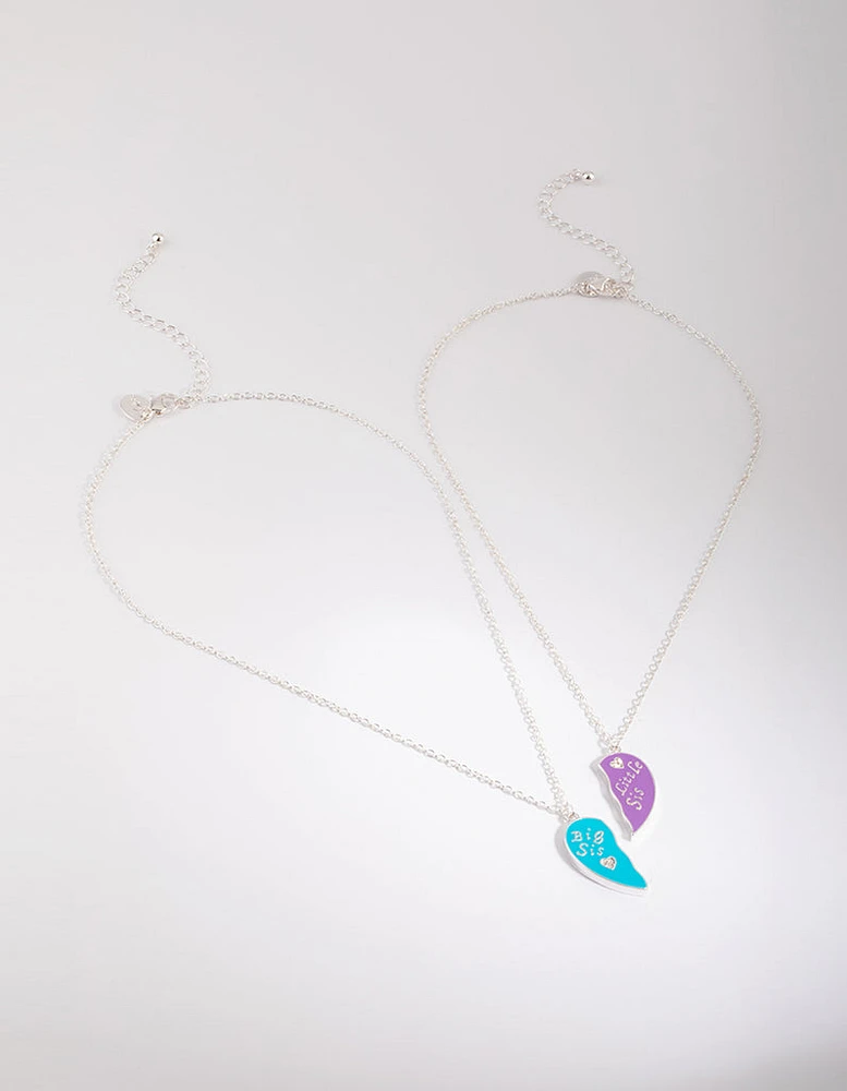 Kids Sister Heart Necklace Set