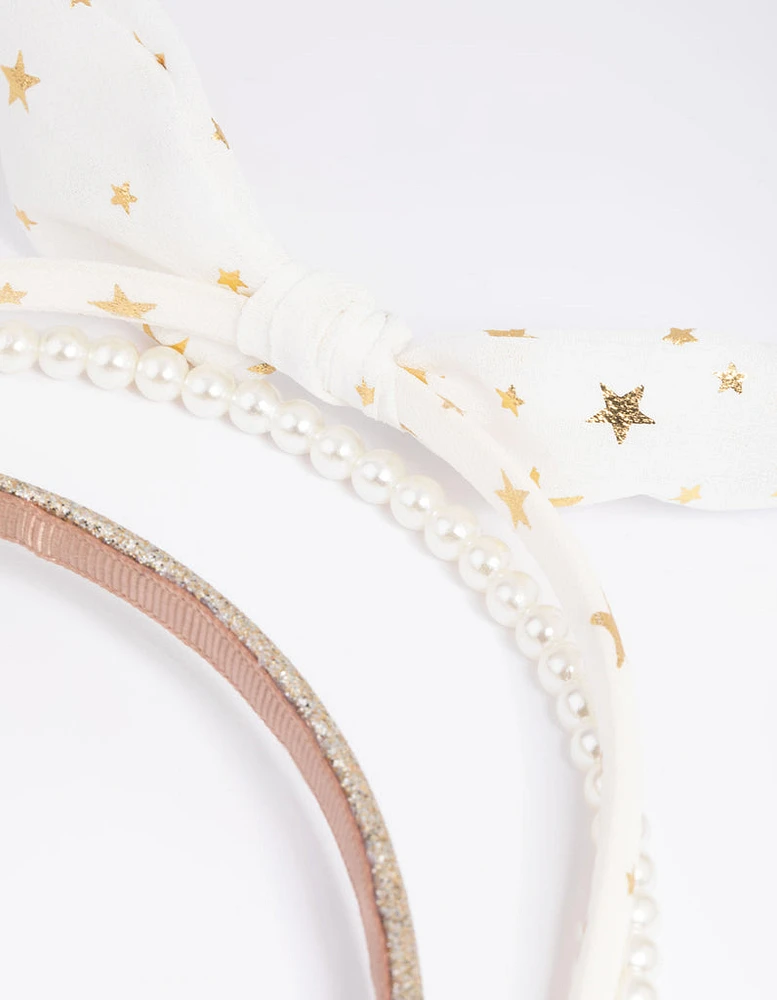 Kids Glitter Star & Pearl Headband Pack