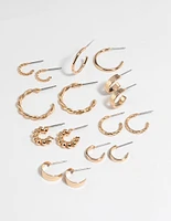 Gold Twisted Hoop Earring 8-Pack