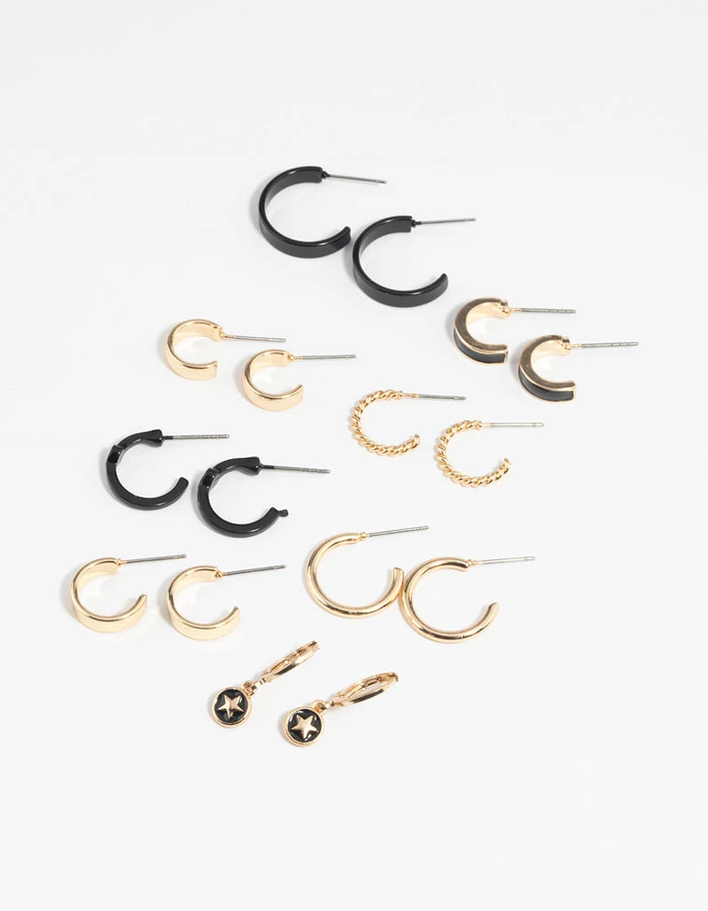 Gold Star Hoop Earring 8-Pack