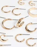 Gold Simple Hoop Earring 8-Pack