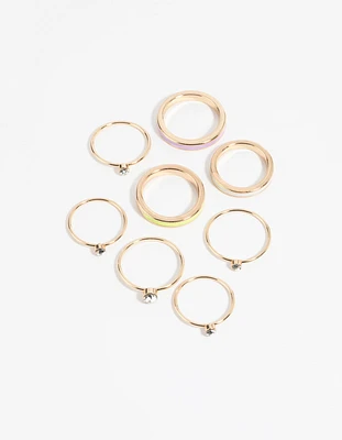 Gold Enamel Band Ring Pack