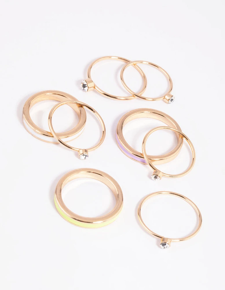 Gold Enamel Band Ring Pack