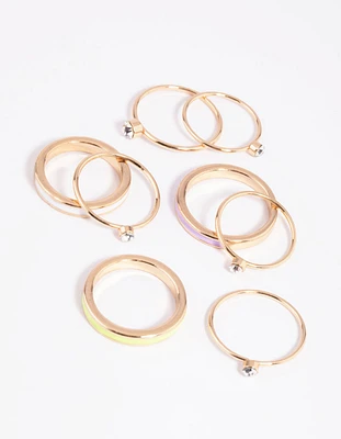 Gold Enamel Band Ring Pack