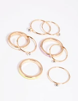 Gold Enamel Band Ring Pack