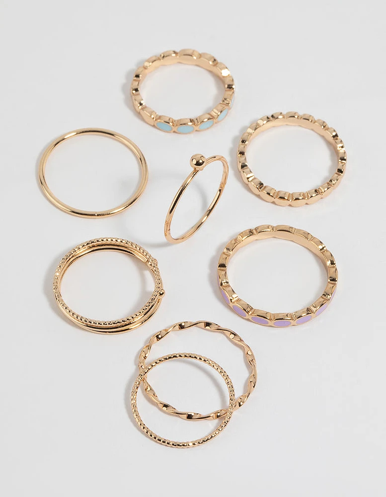 Gold Enamel Circle Ring Pack