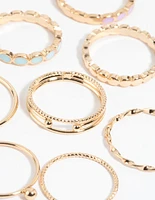 Gold Enamel Circle Ring Pack