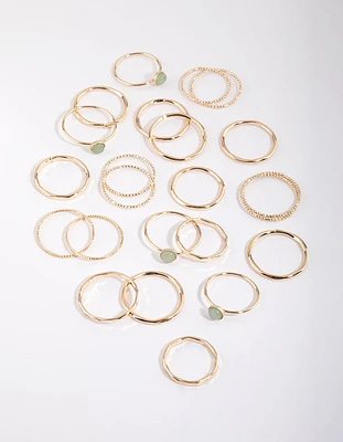 Gold Green Fluorite Ring Stack Pack