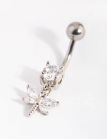 Surgical Steel Dragonfly Diamante Belly Bar