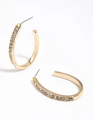 Gold Diamante Hoop Earrings