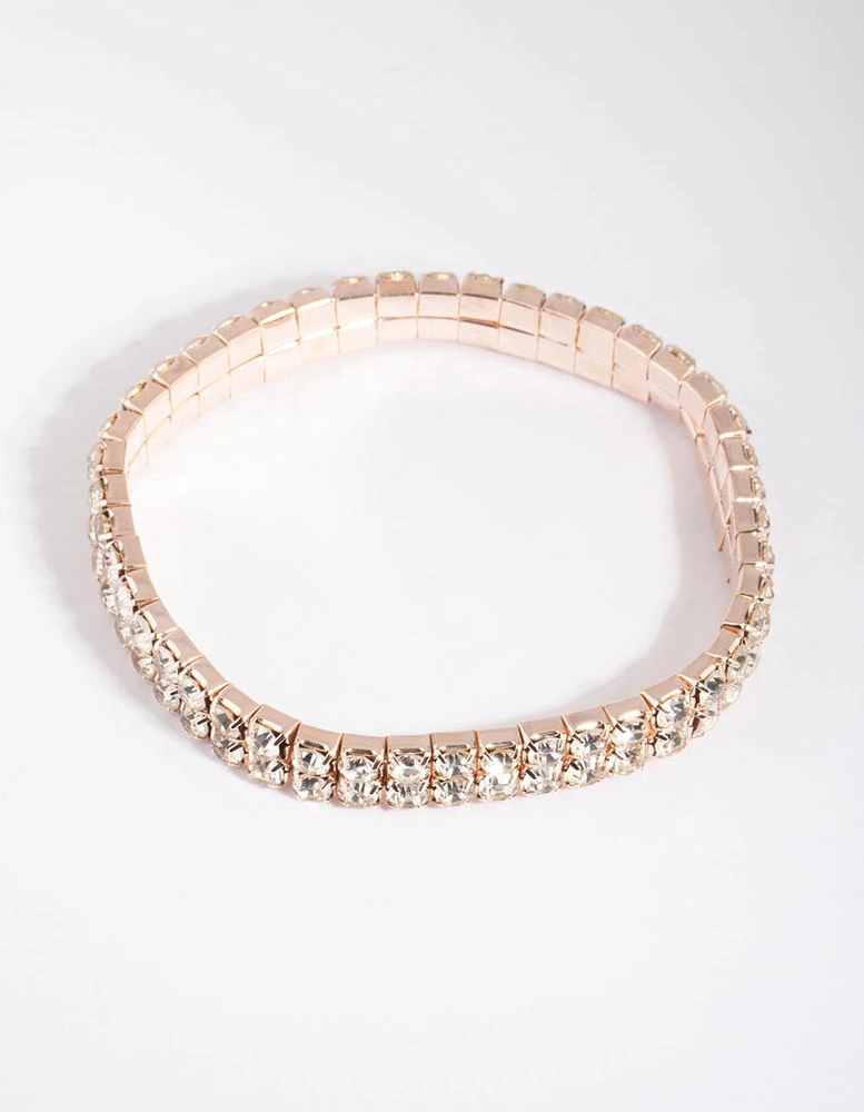 Rose Gold Diamante Stretch Bracelet