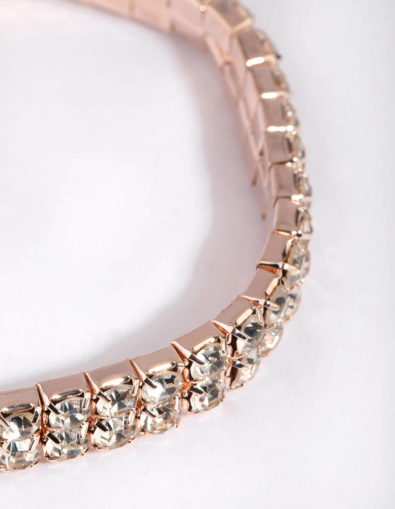 Rose Gold Diamante Stretch Bracelet