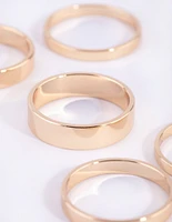 Gold Flat Band Ring 5-Pack