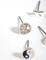 Rhodium Novelty Charm Stud Earring Pack