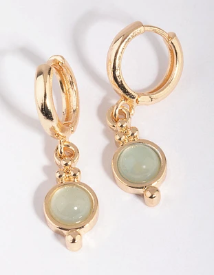 Jade Semi-Precious Huggie Hoop Earrings