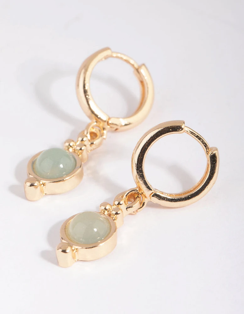 Jade Semi-Precious Huggie Hoop Earrings