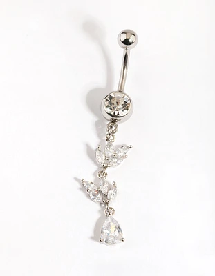 Titanium Cubic Zirconia Marquise Belly Bar