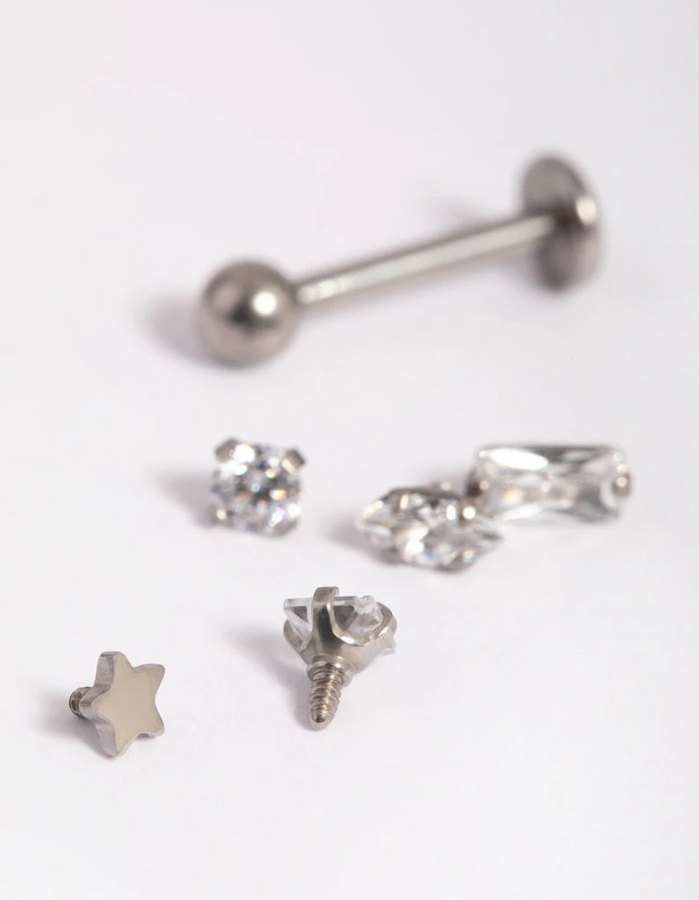 Titanium Cubic Zirconia Flat Back 6-Pack