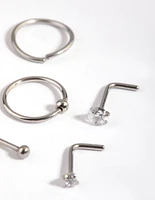 Surgical Steel Diamante Mixed Nose Ring 6-Pack