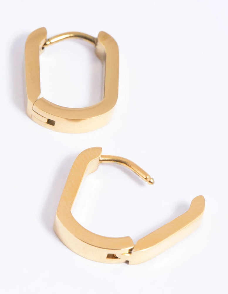 Gold Plated Surgical Steel Oval Huggie Hoop Earrings