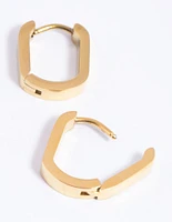 Gold Plated Surgical Steel Oval Huggie Hoop Earrings