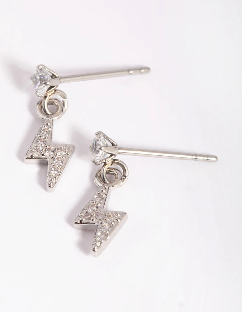 Surgical Steel Cubic Zirconia Bolt Stud Earrings