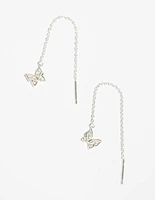 Sterling Silver Butterfly Drop Earrings