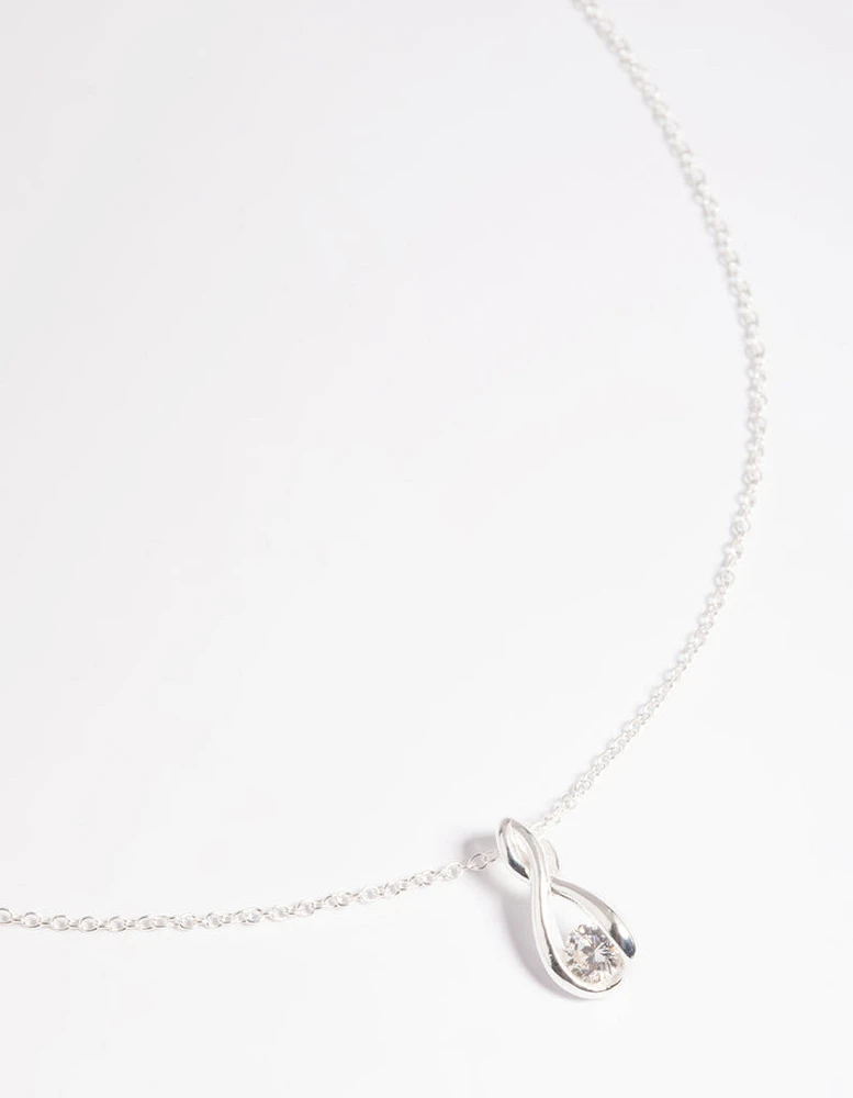 Sterling Silver Diamante Pendant Necklace