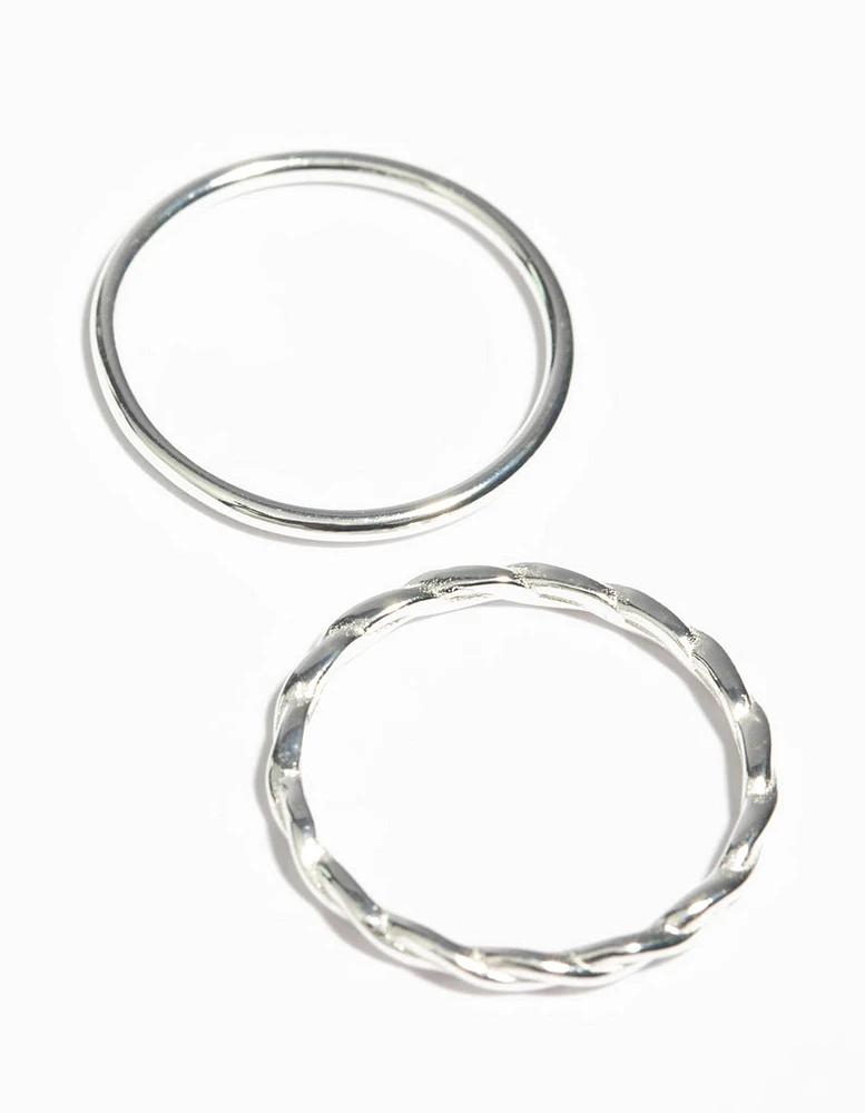 Sterling Silver Twist Ring Set