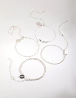 Silver Geometric Bracelet & Anklet 4-Pack