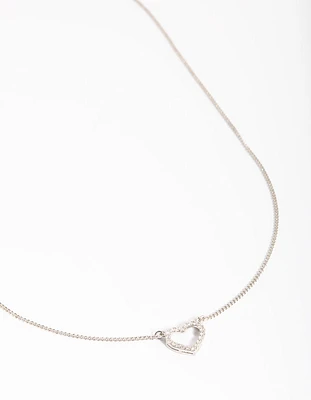 Silver Cubic Zirconia Heart Necklace