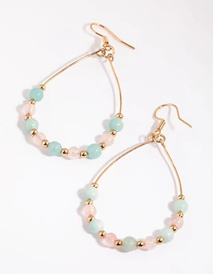 Gold Semi-Precious Beaded Drop Earrings