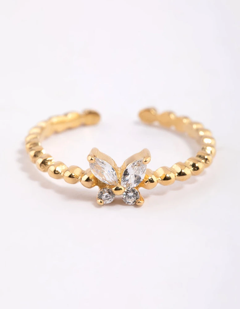 Gold Plated Sterling Silver Butterfly Ring