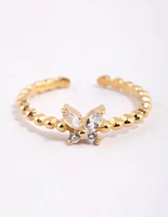 Gold Plated Sterling Silver Butterfly Ring