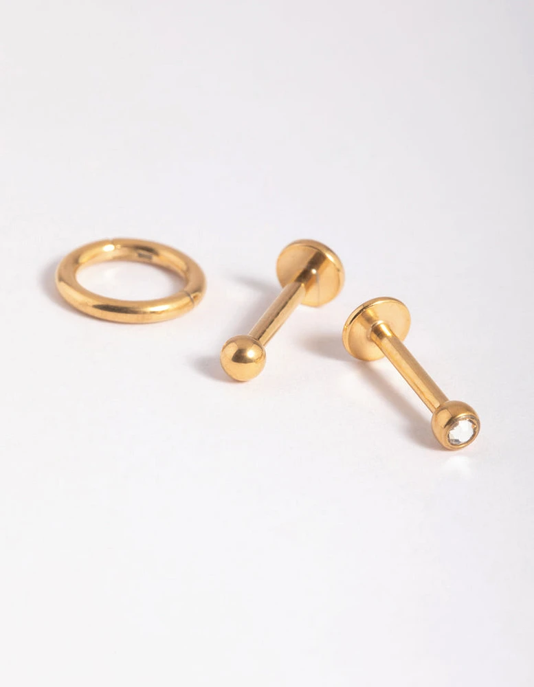 Gold Plated Surgical Steel Clicker Earring Pack