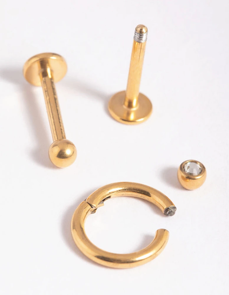 Gold Plated Surgical Steel Clicker Earring Pack