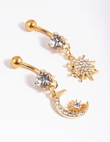 Gold Plated Surgical Steel Moon Belly Bar Pack